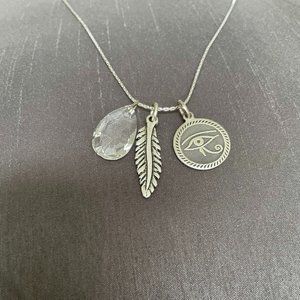 Alex and Ani vintage 3 charm silver necklace